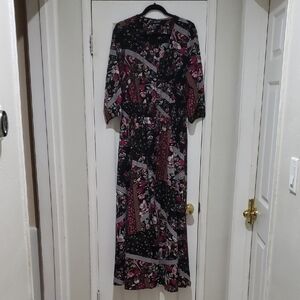 City Chic Black and Pink Long Maxi Dress